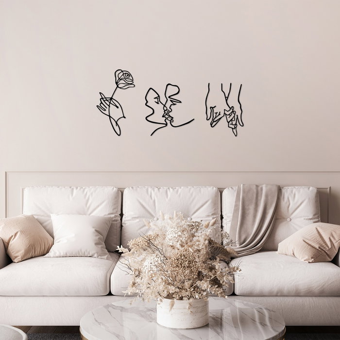 Wallity Rose Kissing Darling Escultura de Pared de Metal Negra Wallity Rose Kissing Darling Escultura de Pared de Metal Negra